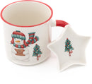 Kerstmokken met Stervormige Schotels – Cadeauset van 4 – 300 ml – 4 Verschillende Prints