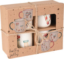Kerstbeker Set 200ML - Set van 4 in Geschenkverpakking - 4 Kerst Prints - Geschikt voor Glühwein