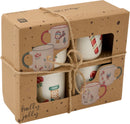 Kerstbeker Set 200ML - Set van 4 in Geschenkverpakking - 4 Kerst Prints - Geschikt voor Glühwein