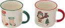 Grote Kerst Mokken Porselein – 300 ML – Set van 2 – Sneeuwpop Kerstboom Kerstsokken Design