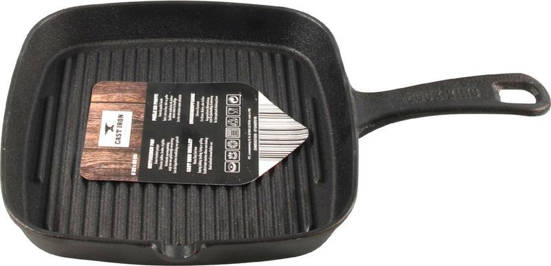 Gietijzeren Grillpan Vierkant - Zwart - 26x26CM