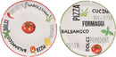 Luxe Pizzaset – 2 Grote Pizzaborden Ø 30 cm + Pizzasnijder – Italiaanse Print – Porselein – Rood & Groen