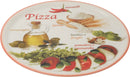 Set van 6 Grote Pizzaborden Ø 33 cm – Porselein – Italiaanse Print met Rode Rand – Voor de Ultieme Pizza-Avond