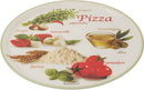Set van 6 Grote Pizzaborden Ø 33 cm – Porselein – Italiaanse Print met Groene Rand – Voor de Ultieme Pizza-Avond