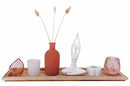 Decoratie Giftset Rood- Decoratie op houten tray - 7-Delig - Inclusief glazen en droogbloemen voor interieur en cadeau