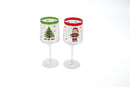 Kerst Wijnglazen Set van 6 – Feestelijke Kerstprints – 430 ml