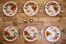 Set van 6 Grote Pizzaborden Ø 33 cm – Porselein – Italiaanse Print met Rode Rand – Voor de Ultieme Pizza-Avond