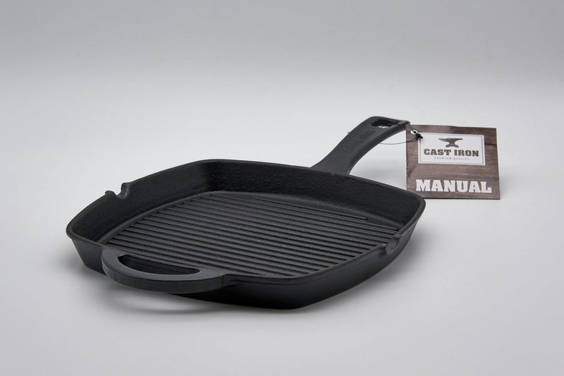 Gietijzeren Grillpan Vierkant - Zwart - 26x26CM