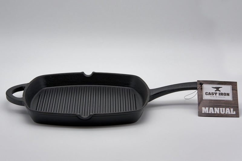 Gietijzeren Grillpan Vierkant - Zwart - 26x26CM