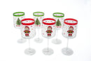Kerst Wijnglazen Set van 6 – Feestelijke Kerstprints – 430 ml