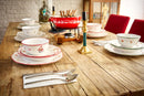 24-delig Kerstservies – Porselein – 6 Personen – 3 Kleuren – Dinerborden, Ontbijtborden, Diepe Borden & Kommen – Kerst Thema