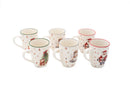 Kerstmokken Set van 6 – Porselein – 3 verschillende Kerstprints – Kerstservies