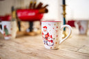 Kerstmokken Set van 6 – Porselein – 3 verschillende Kerstprints – Kerstservies