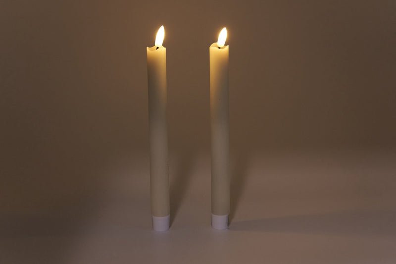 LED Dinerkaarsen - Ivoor en Wit - 23 cm