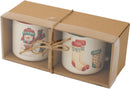 Grote Kerst Mokken Porselein – 300 ML – Set van 2 – Sneeuwpop Kerstboom Kerstsokken Design