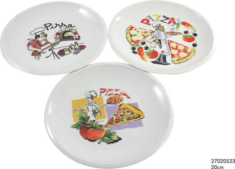 Pizzabordjes met decoratie 6 stuks - 20cm - Wit - Pizza Oven Bordjes