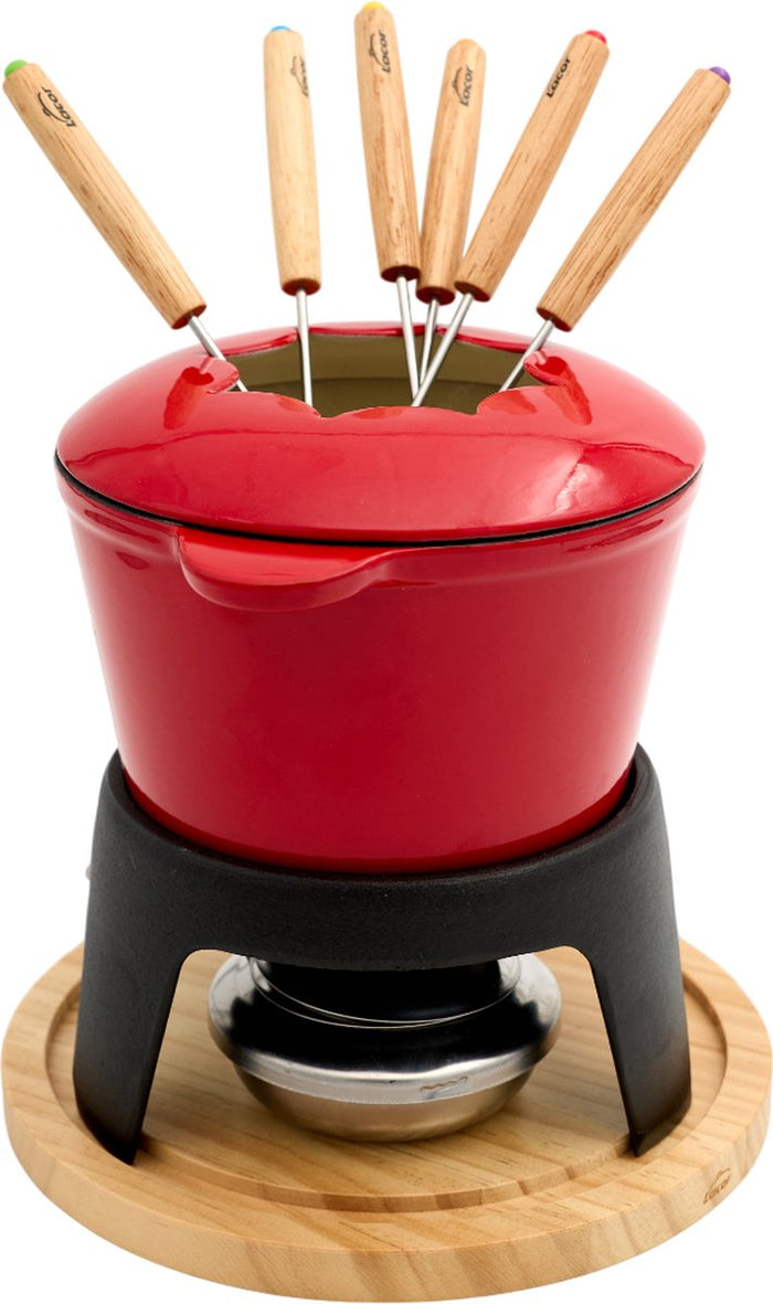 alpina Fondueset Elektrisch 800W – Fonduepan 2L voor 6 Personen - Geschikt voor Kaasfondue en Chocolade Fondue – Incl. Fonduevorken – Instelbare Temperatuur – RVS met Antiaanbaklaag