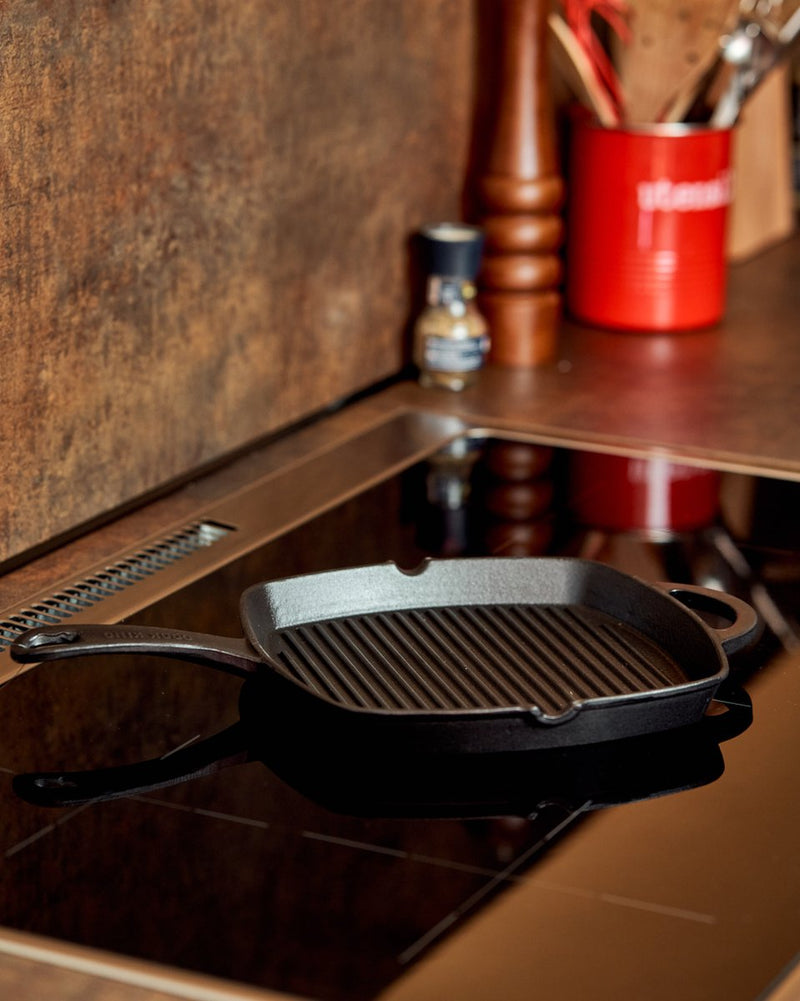 Gietijzeren Grillpan Vierkant - Zwart - 26x26CM