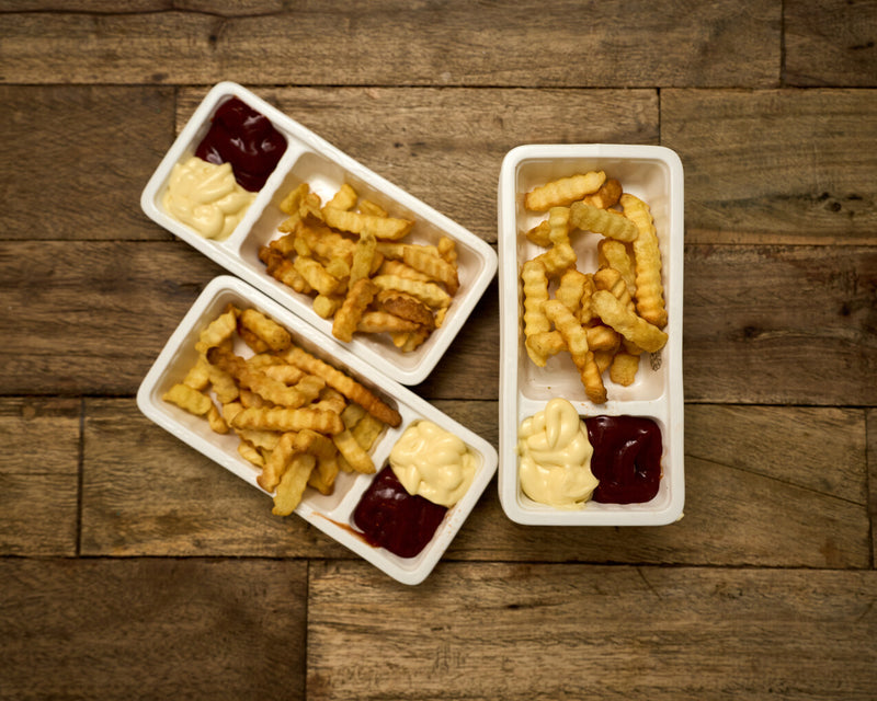 Porseleinen Patatbakje met Sausbakje - Perfect voor Friet en Snacks | Vaatwasserbestendig