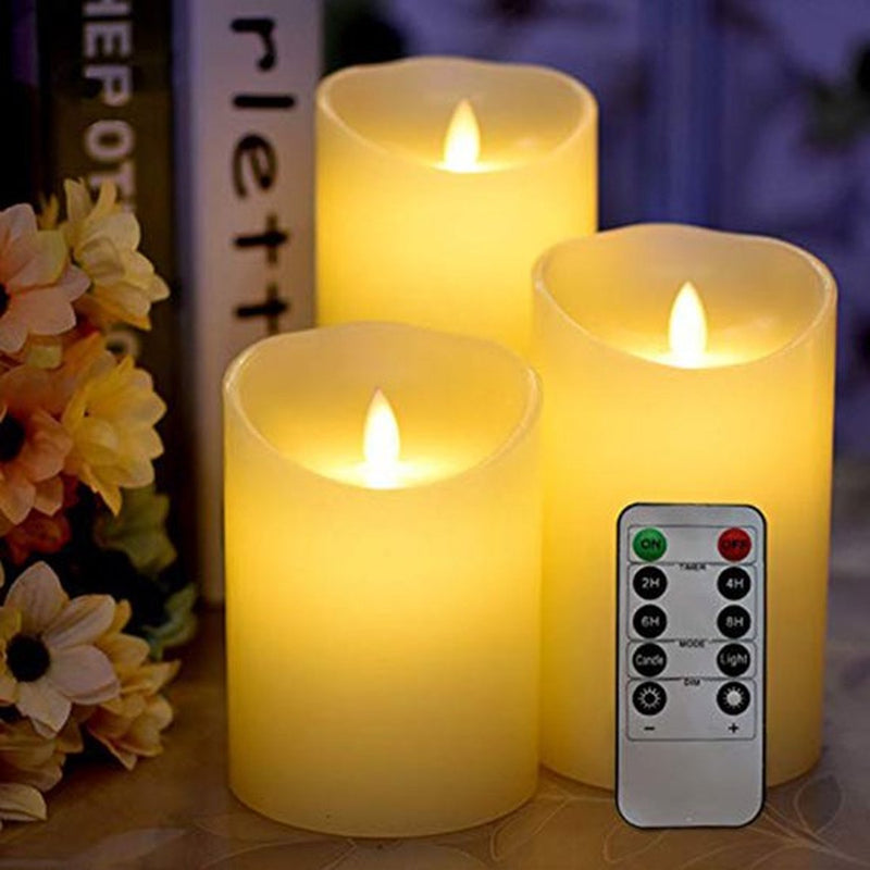 Homecookingchef - Sfeer&Meer - LED-kaarsen - 3 Stuks- Bewegende Vlam- Afstandsbediening & Timer