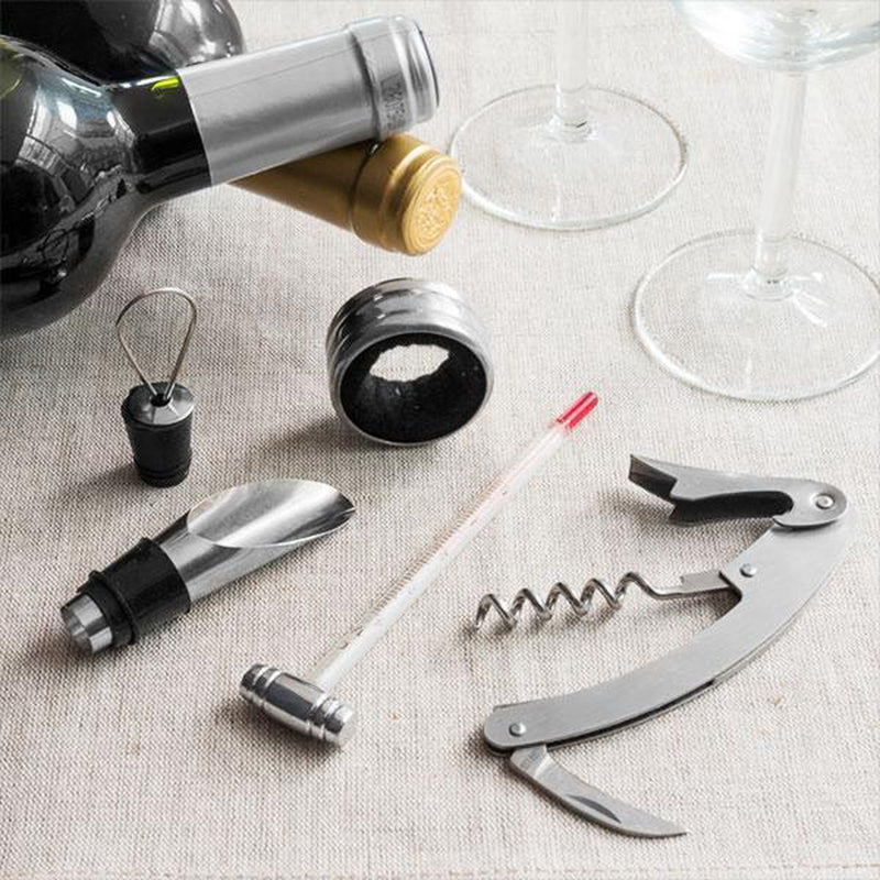 Excellent Houseware - Wines&More - Wijnset - 4-Delig - RVS - Luxe Bewaardoos
