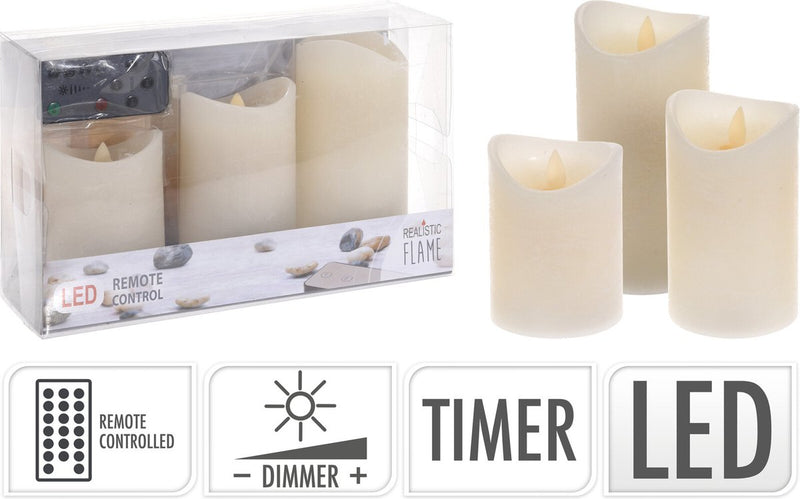 Homecookingchef - Sfeer&Meer - LED-kaarsen - 3 Stuks- Bewegende Vlam- Afstandsbediening & Timer