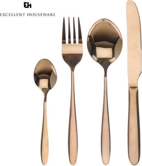 Excellent Houseware - Cutlery - Luxe Bestekset - Goud - 16-delig