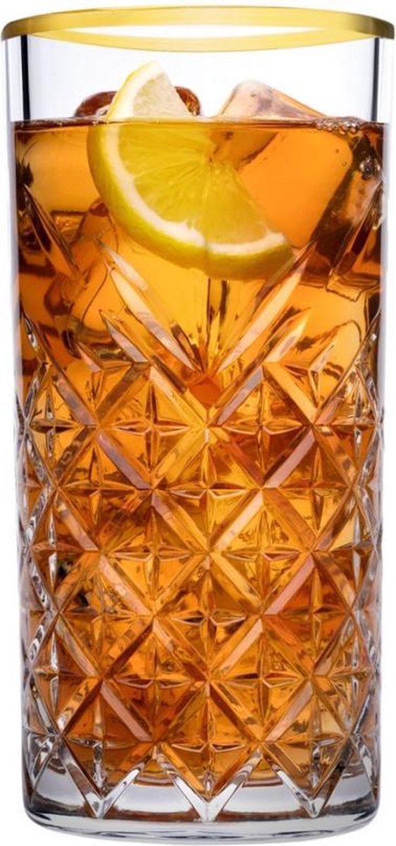 Pasabahce Timeless - Golden Touch - Longdrinkglas - Set van 4 - 450 ML