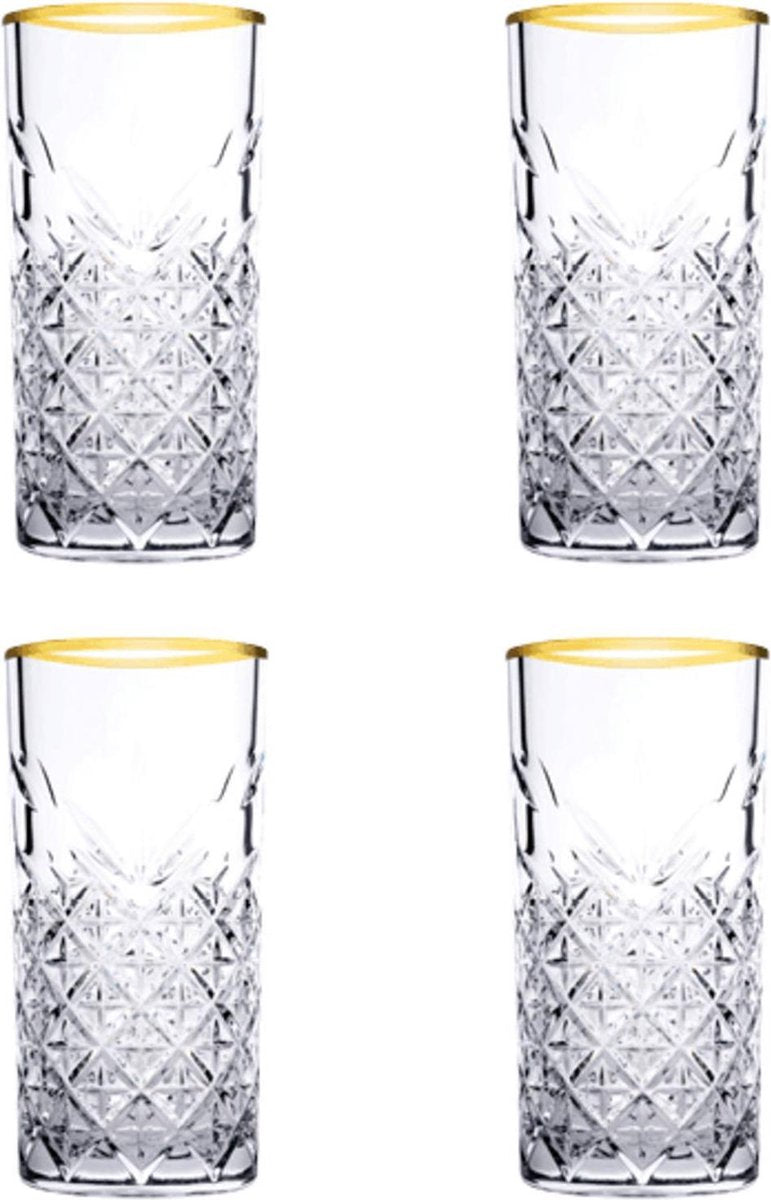 Pasabahce Timeless - Golden Touch - Longdrinkglas - Set van 4 - 450 ML