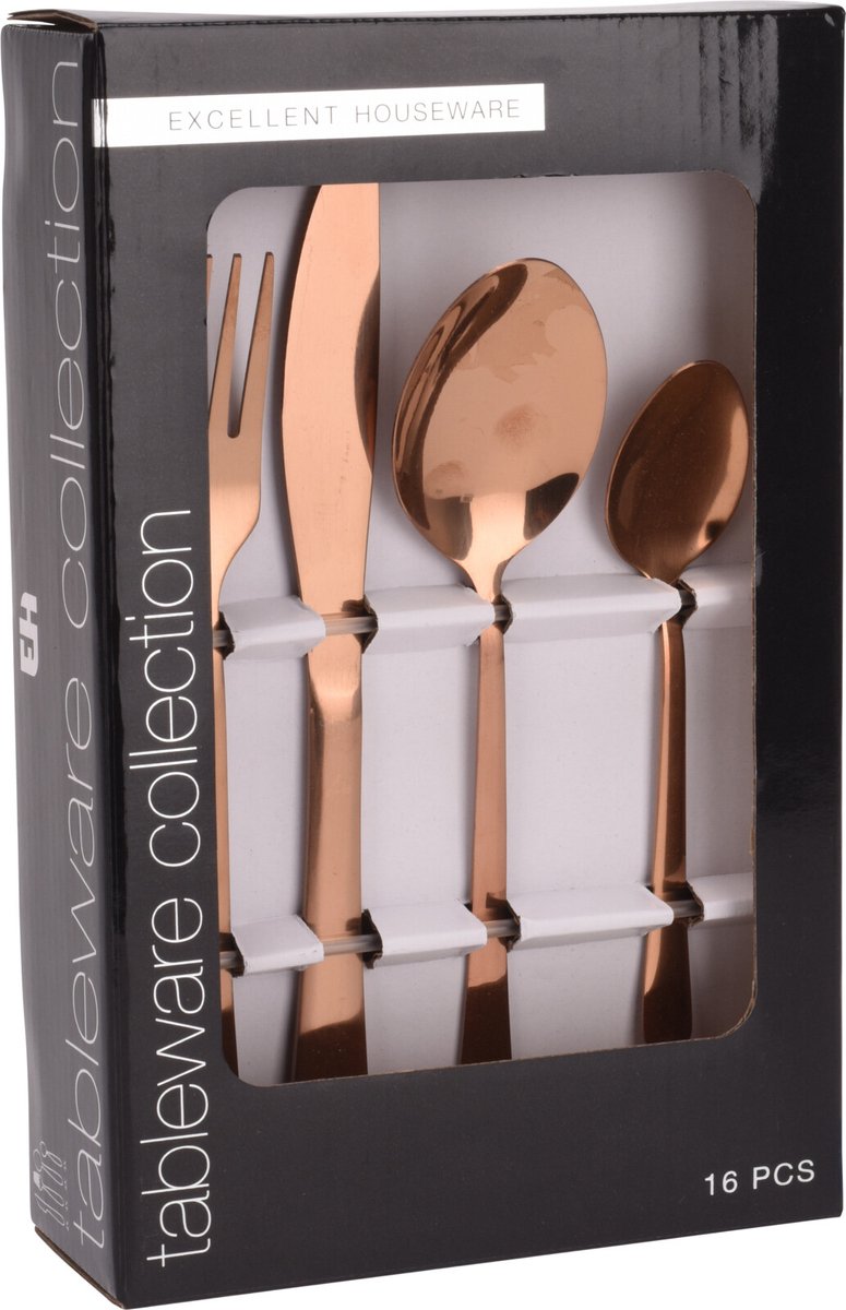 Excellent Houseware - Cutlery - Luxe Bestekset - Koper - 16-delig