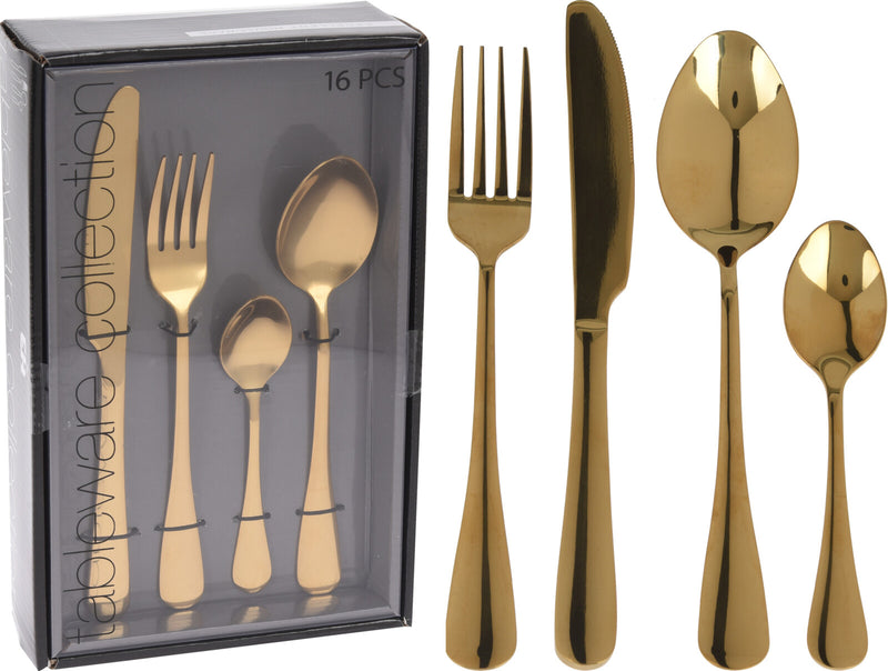 Excellent Houseware - Cutlery - Luxe Bestekset - Goud - 16-delig