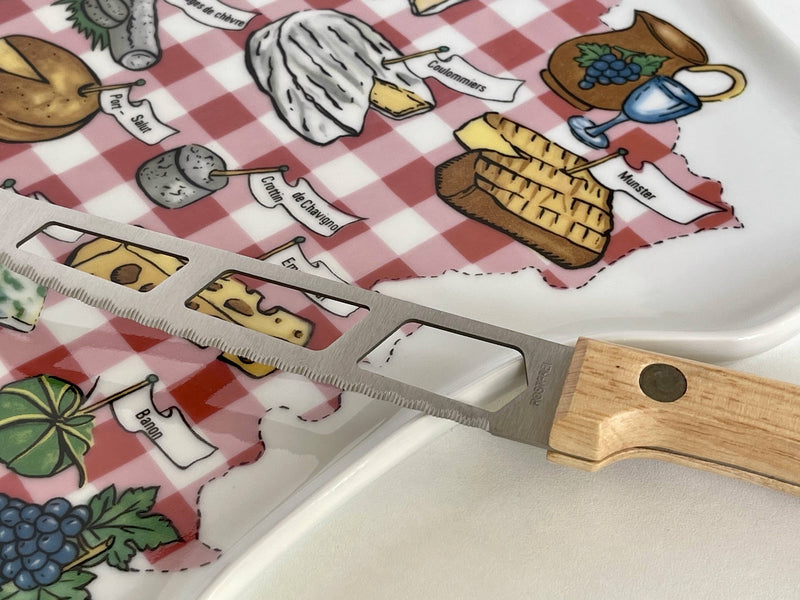 Kaasmes/serveervork en kaasbord in de vorm van de kaart van Frankrijk