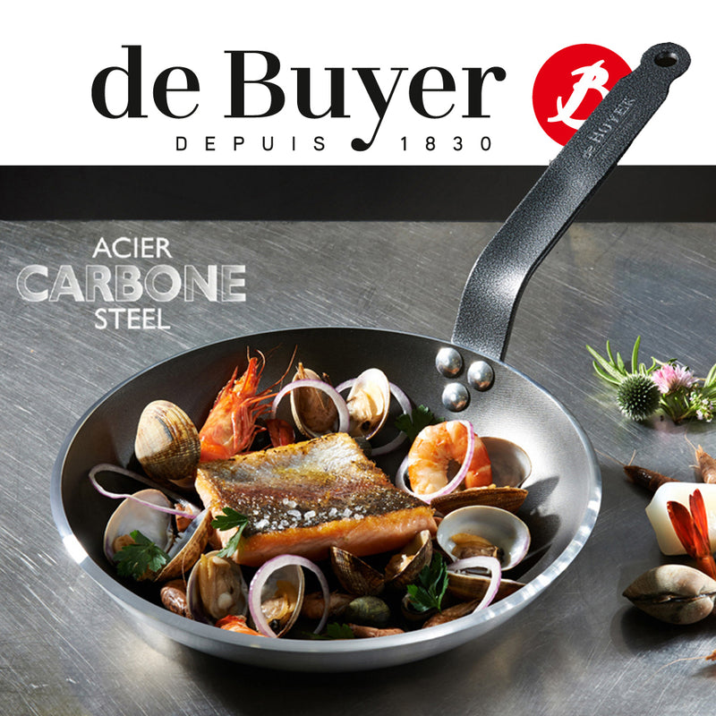 De Buyer Carbone Plus - Pannenset - Zonder Anti Aanbaklaag - Geschikt Voor Inductie - Gratis Spatel