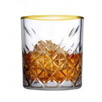 4 Timeless whiskey, water- en frisdrankenglazen met gouden rand, 355 ml